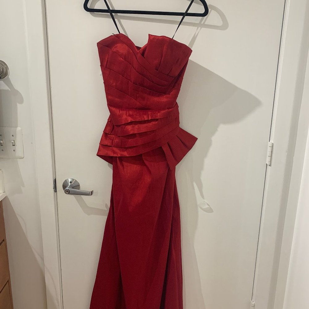 Red strapless graduation/prom dress